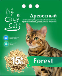 Cindy Cat Forest впитывающий древесный наполнитель - 5 кг (15 л)