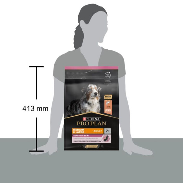 Сухой корм PRO PLAN® для собак старше 7 лет средних пород с чувствительной кожей, с высоким содержанием лосося 3 кг