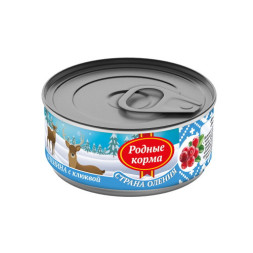 Родные Корма влажный корм для взрослых собак оленина с клюквой в консервах - 100 г х 24 шт