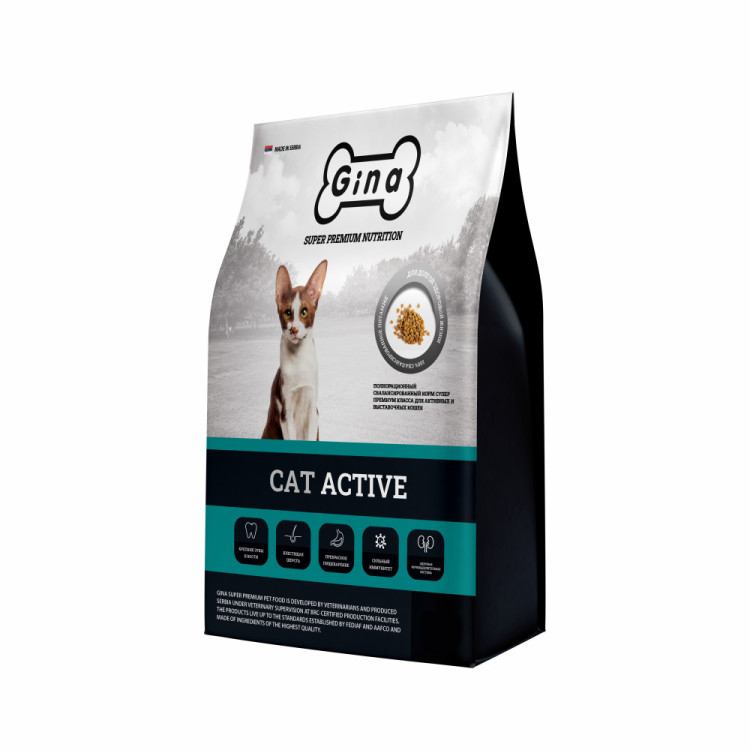 Gina Cat Active сухой корм для взрослых активных и выставочных кошек с ...