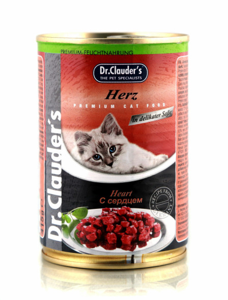 Dr.Clauder`s влажный корм для взрослых кошек с сердцем, в консервах - 415 г х 12 шт