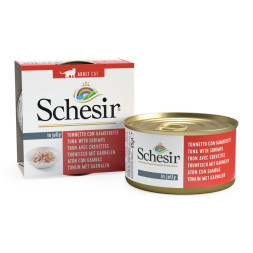 Schesir Cat Adult влажный корм для взрослых кошек с тунцом и креветками в консервах - 85 г х 14 шт