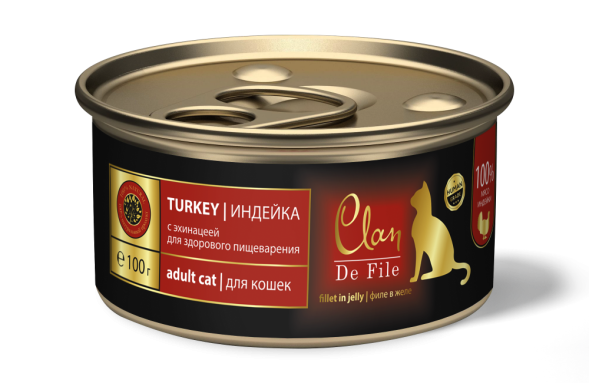 Консервы Clan De File для кошек с индейкой - 100 г 16 шт