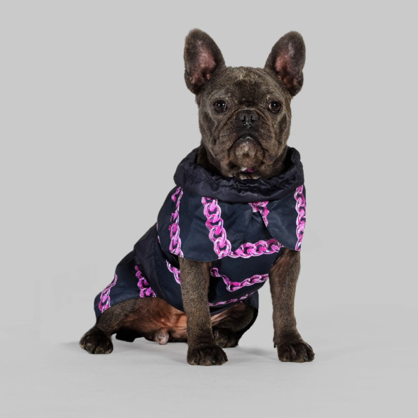 United Pets Easy 40 дождевик для собак, черный с розовым рисунком