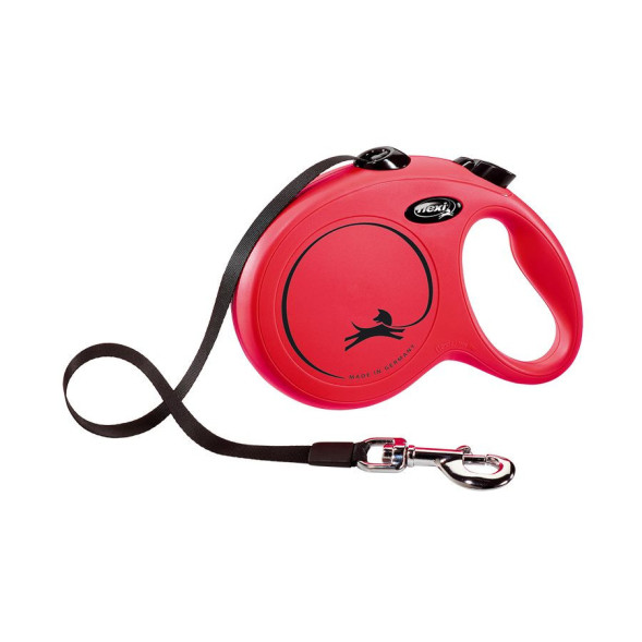 Поводок-рулетка Flexi New Classic L длиной 5 м для собак до 50 кг лента красная