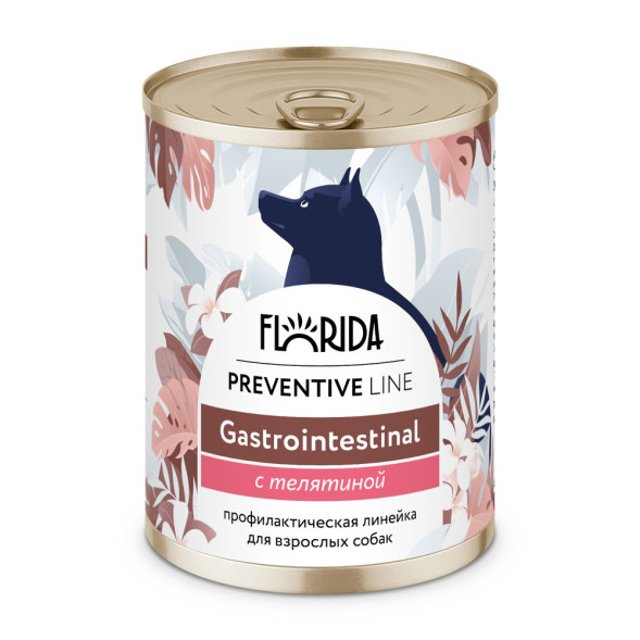 Florida Preventive Line Gastrointestinal консервы для собак при расстройствах пищеварения, с телятиной - 340 г x 12 шт