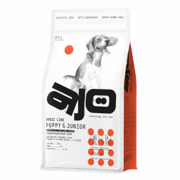 AJO Dog Puppy&amp;amp;Junior сухой корм для щенков и молодых собак средних и крупных пород с индейкой и гречкой - 2 кг