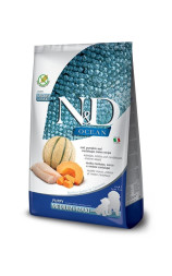 Farmina N&amp;amp;D Ocean Dog Codfish, Pumpkin &amp;amp; Cantaloupe Melon Puppy Medium &amp;amp; Maxi сухой беззерновой корм для щенков средних и крупных пород с треской, тыквой и дыней - 2,5 кг