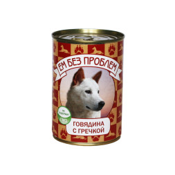 Ем без проблем влажный корм для собак с говядиной и гречкой, в консервах - 410 г х 20 шт