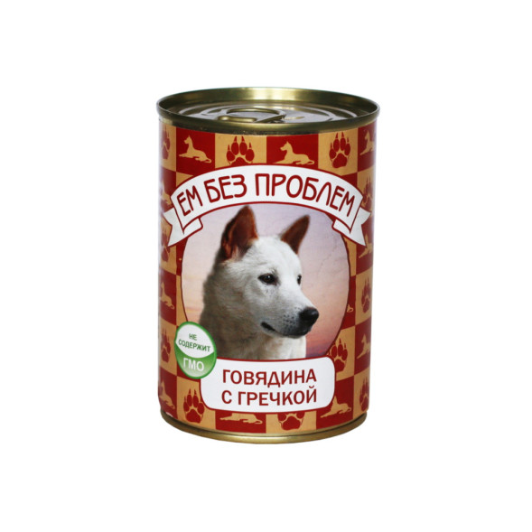 Ем без проблем влажный корм для собак с говядиной и гречкой, в консервах - 410 г х 20 шт