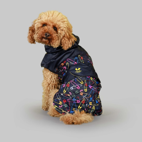 United Pets Easy 40 дождевик для собак, черный с разноцветными булавками