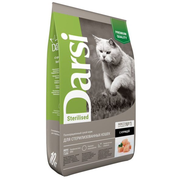Darsi Sterilised сухой корм для стерилизованных кошек с курицей - 10 кг
