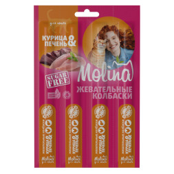 Molina Жевательные колбаски для кошек с курицей и печенью 20 г