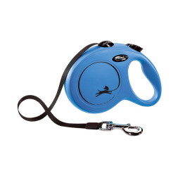 Поводок-рулетка Flexi New Classic L длиной 5 м для собак до 50 кг лента голубая
