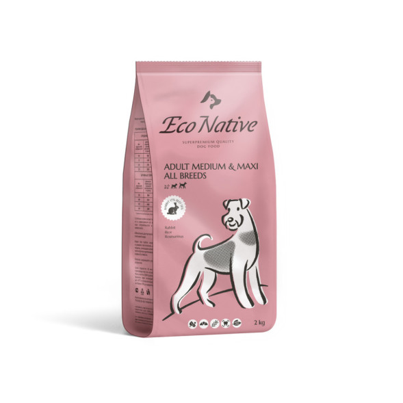 Eco Native сухой корм для собак средних и крупных пород, с мясом кролика и рисом - 2 кг