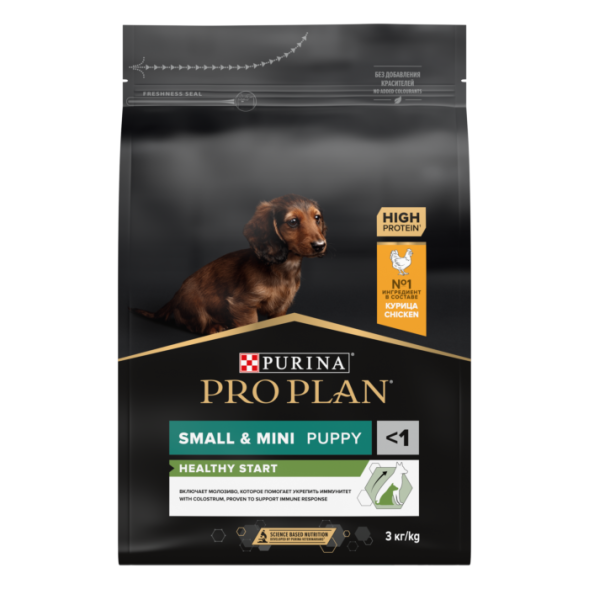Сухой корм PRO PLAN® для щенков мелких и карликовых пород, с высоким содержанием курицы 3 кг