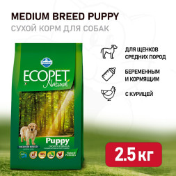 Farmina Ecopet Natural Puppy сухой корм для щенков, беременных и кормящих собак с курицей - 2,5 кг