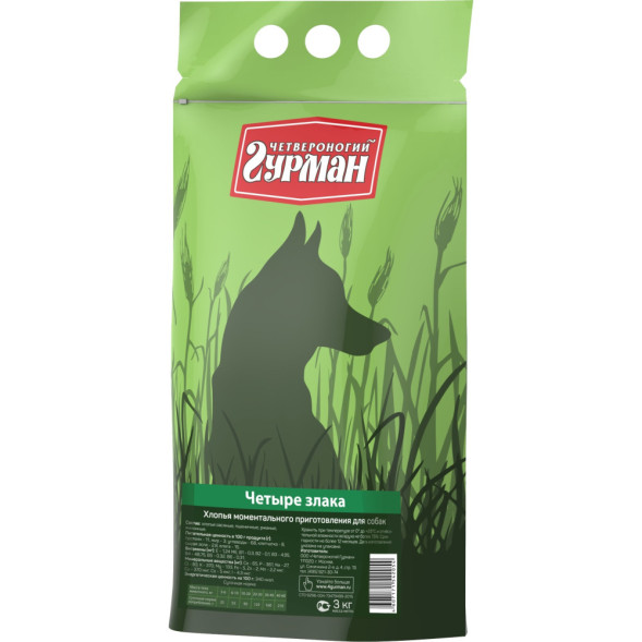 Четвероногий гурман каша для собак 4 злака - 3 кг
