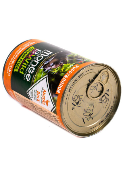 Monge Dog BWild Grain Free Puppy&amp;amp;Junior влажный беззерновой корм для щенков всех пород с уткой, тыквой и кабачками в консервах 400 г (24 шт в уп)