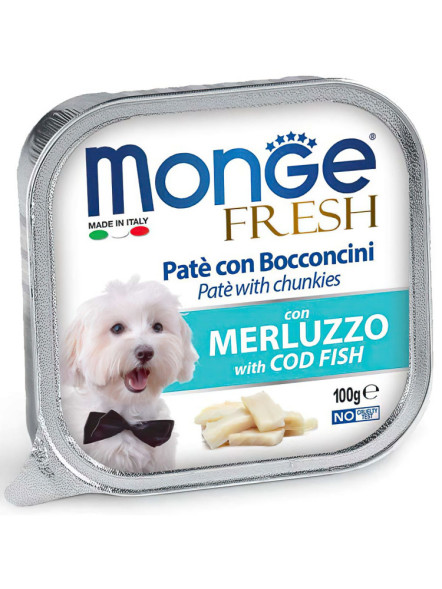 Monge Dog Fresh влажный корм для взрослых собак с треской в ламистерах 100 г (32 шт в уп)