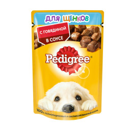 Pedigree влажный корм для щенков от 1 месяца с говядиной в соусе, в паучах - 85 г х 28 шт