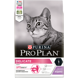 Purina Pro Plan Delicate сухой корм для взрослых кошек с чувствительным пищеварением с индейкой - 3 кг