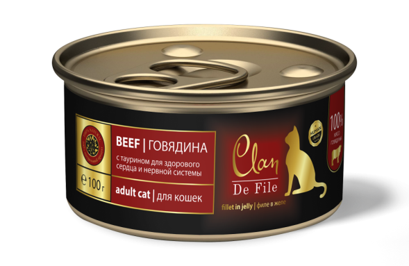 Консервы Clan De File для кошек с говядиной - 100 г 16 шт