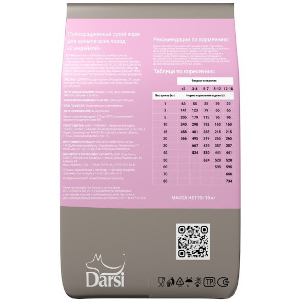 Darsi Puppy All Breeds сухой корм для щенков всех пород с индейкой - 10 кг