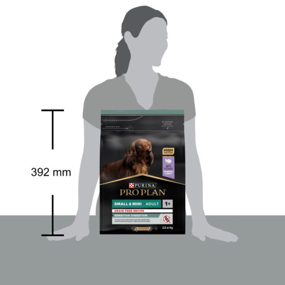 Сухой корм PRO PLAN® для взрослых собак мелких и карликовых пород с чувствительным пищеварением GRAIN FREE (беззерновой), с высоким содержанием индейки 2,5 кг