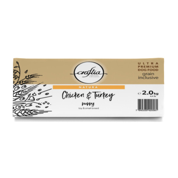 Craftia Natura сухой корм для щенков миниатюрных и мелких пород с курицей и индейкой - 2 кг
