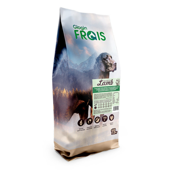Сухой корм Frais Adult Dog Lamb для взрослых собак средних и крупных пород с нормальным уровнем активности с мясом ягненка - 15 кг