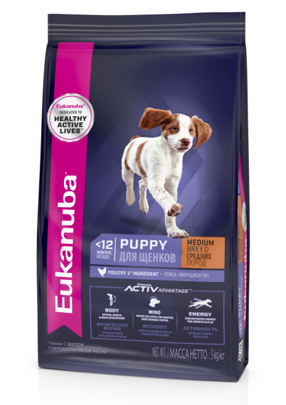 Сухой корм Eukanuba Puppy Medium Breed для щенков средних пород с курицей - 3 кг