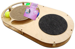 Glory Life игровой комплекс для кошек Овал с шариками, площадкой из ковра и когтеточкой из каната