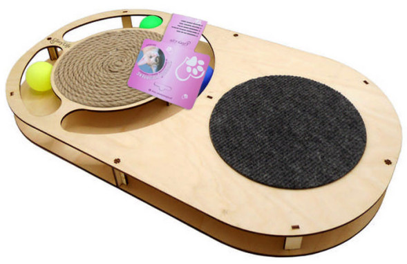 Glory Life игровой комплекс для кошек Овал с шариками, площадкой из ковра и когтеточкой из каната