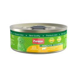 Четвероногий Гурман Мясное ассорти консервированный корм с потрошками для щенков - 100 г (24 шт)