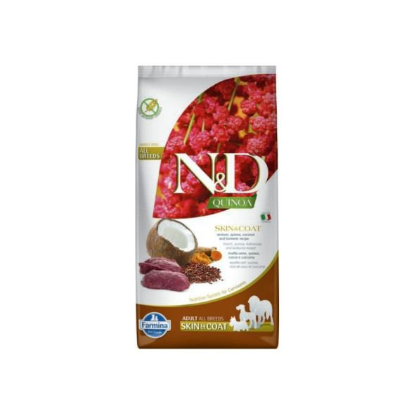 Сухой корм Farmina для собак, беззерновой, здоровье кожи и шерсти, оленина, киноа, кокос и куркума - 800 г