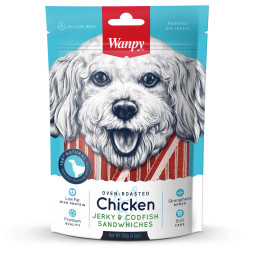 Wanpy Dog лакомство для собак курица с треской в форме сэндвича - 100 г