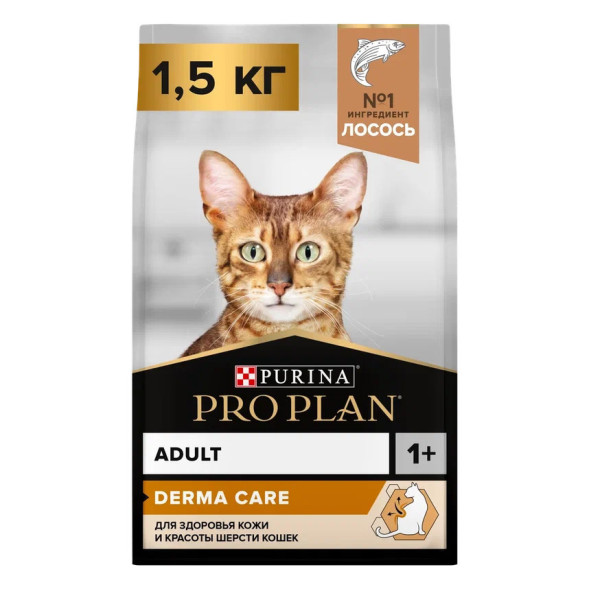 Pro Plan Cat Adult Elegant сухой корм для взрослых кошек для кожи и шерсти с лососем - 1,5 кг