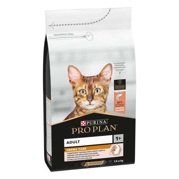 Pro Plan Cat Adult Elegant сухой корм для взрослых кошек для кожи и шерсти с лососем - 1,5 кг