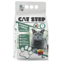 Cat Step Compact White French Soap наполнитель комкующийся минеральный с ароматом Марсельского мыла - 5 л