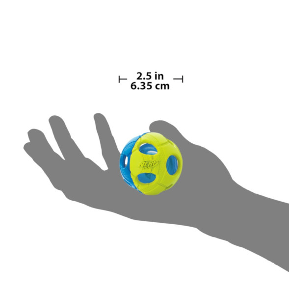 NERF игрушка для собак мяч светящийся, синий зеленый - 6 см