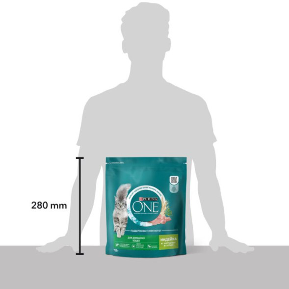 Сухой корм Purina ONE® для взрослых кошек, живущих в домашних условиях, с индейкой 750 г