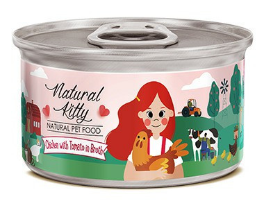 Pettric Natural Kitty влажный корм для взрослых кошек курица с томатом в бульоне, в консервах - 80 г х 24 шт