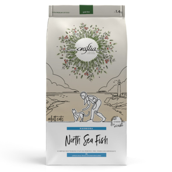 Craftia Harmona сухой корм для взрослых кошек с рыбой северного моря - 1,4 кг