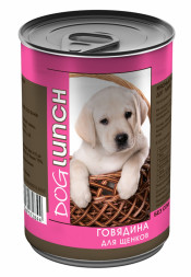 Dog Lunch влажный корм для щенков с говядиной в желе, в консервах - 410 г х 12 шт