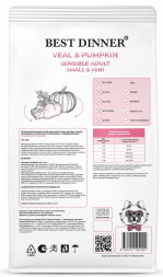 Best Dinner Sensible Adult Small &amp;amp; Mini Veal &amp;amp; Pumpkin сухой корм для взрослых собак мелких пород с телятиной и тыквой - 3 кг