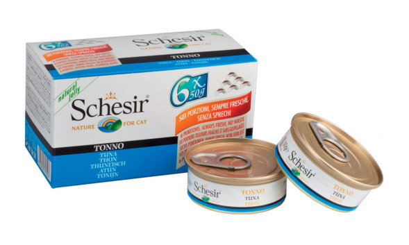 Schesir Cat Adult влажный корм для взрослых кошек с тунцом в консервах - 50 г х 6 шт