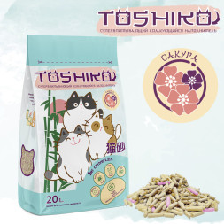 Toshiko Сакура наполнитель комкующийся древесный для кошачьих туалетов - 7,6 кг (20 л)