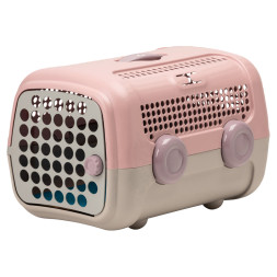 United Pets A.U.T.O. переноска, 51x37x33 см, розовая/серая