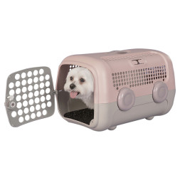 United Pets A.U.T.O. переноска, 51x37x33 см, розовая/серая